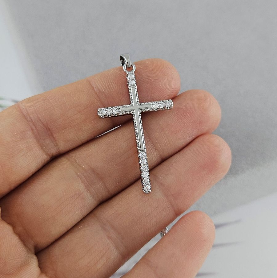 Подвеска Крест 35.2x20.1 мм, родиевое покрытие (9970-Р)