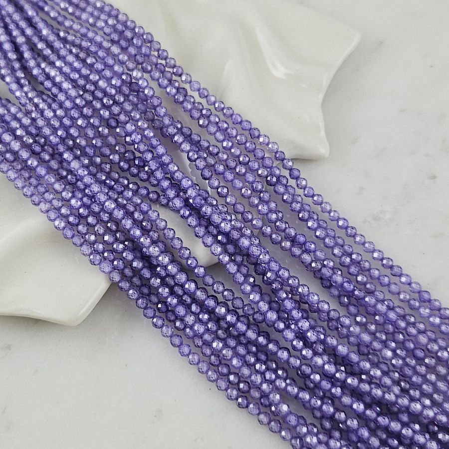 Нить 18 см Фианиты 3 мм круглые граненые бусины, фиолетовый (5472-ТФ) купить с доставкой по России | Интернет-магазин Viva Beads