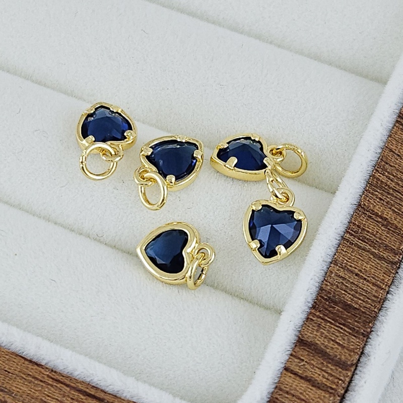 УЦЕНКА Подвеска Сердце с фианитом 6х8 мм синий, позолота 14К (8030-ЗСИН-УЦ)