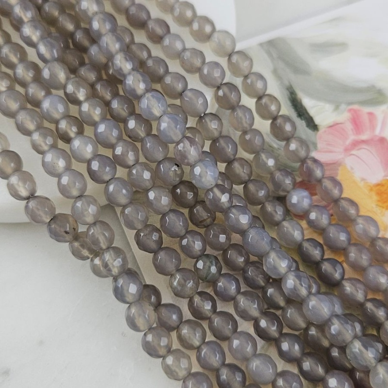 Нить 34 см Агат натуральный серый ок. 6 мм бусины граненый шар (3189-6) для бижутерии купить с доставкой по России | Интернет‑магазин Viva Beads
