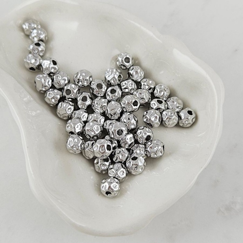 1 шт. Бусина разделитель круглая 5.1х5.9 мм родиевое покрытие (10099-Р) купить с доставкой по России | Интернет-магазин Viva Beads