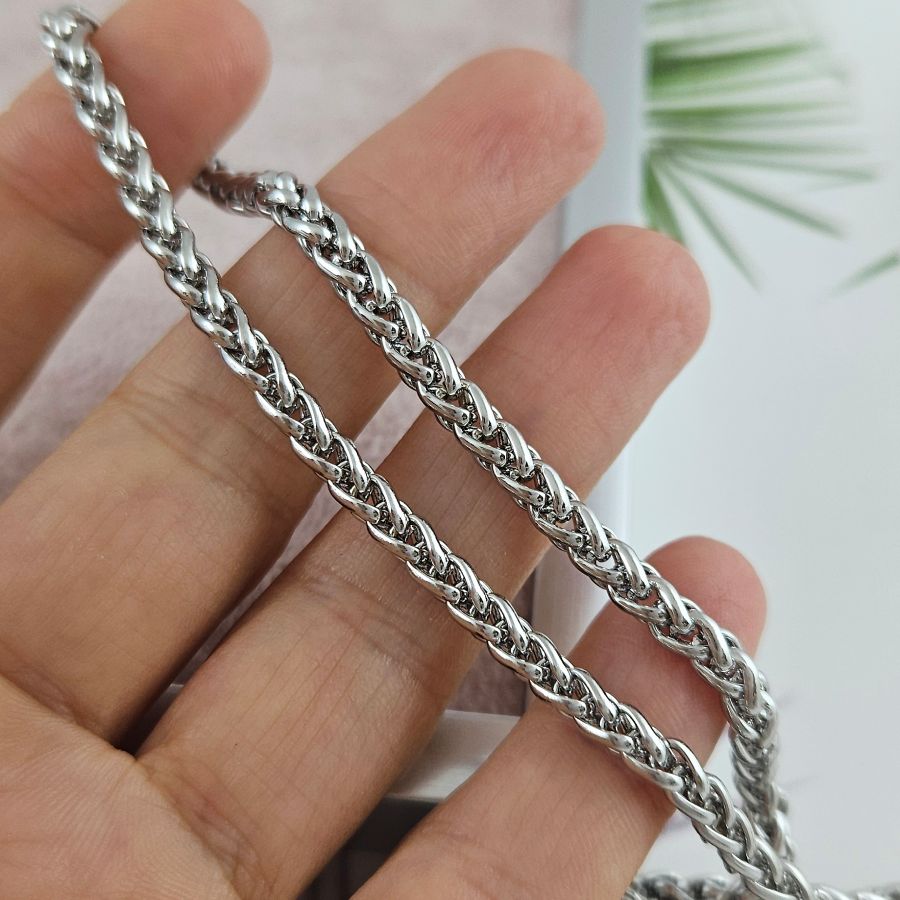 50 см Цепь змейка толщиной 4 мм, родиевое покрытие (6445-Р/4) купить с доставкой по России | Интернет-магазин Viva Beads