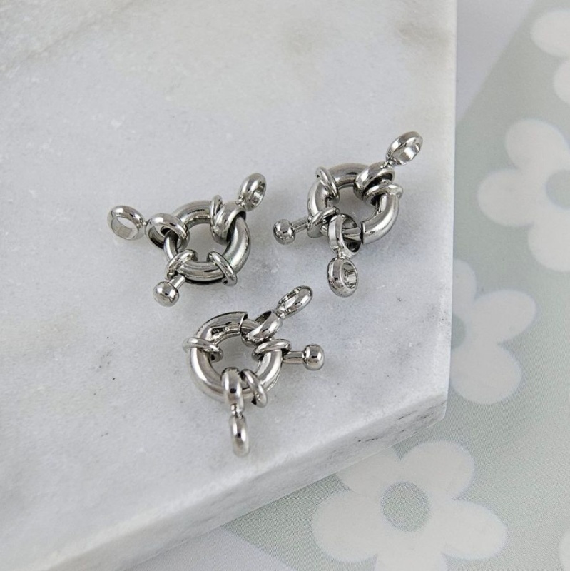 Замок круглый Штурвал 10 мм родиевое покрытие (5175-10-Р) замок для украшений купить с доставкой по России | Интернет-магазин Viva Beads