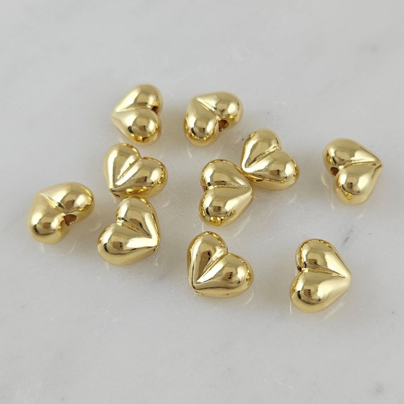 1 шт. Бусина разделитель Сердце 7.5х10х5.3 мм, позолота 14К (10108-З) купить с доставкой по России | Интернет-магазин Viva Beads