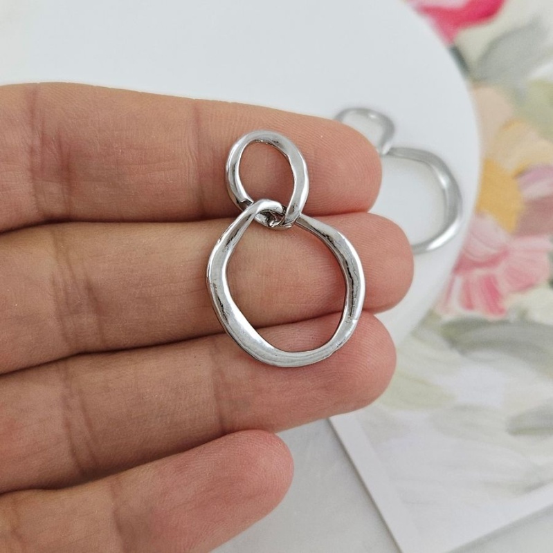 УЦЕНКА Подвеска - коннектор 30х19 мм, цвет платина (3657-УЦ)