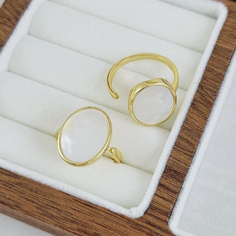 Кольцо Овал с перламутром свободный размер, позолота 14К (10274-З) купить с доставкой по России | Интернет-магазин Viva Beads