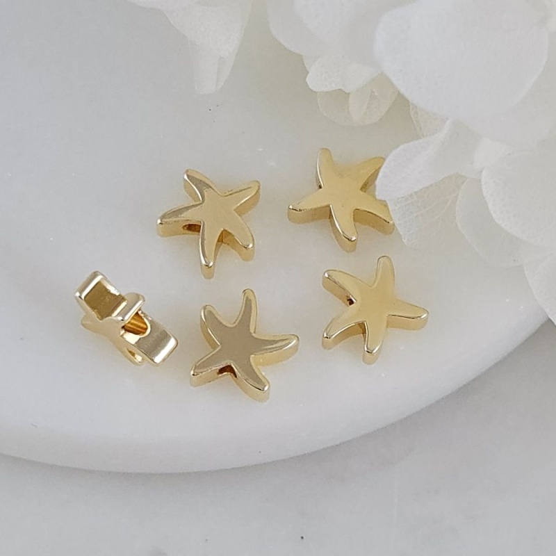1 шт. Бусина разделитель Морская звезда 8.8х9 мм, позолота 14К (10219-З) купить с доставкой по России | Интернет-магазин Viva Beads