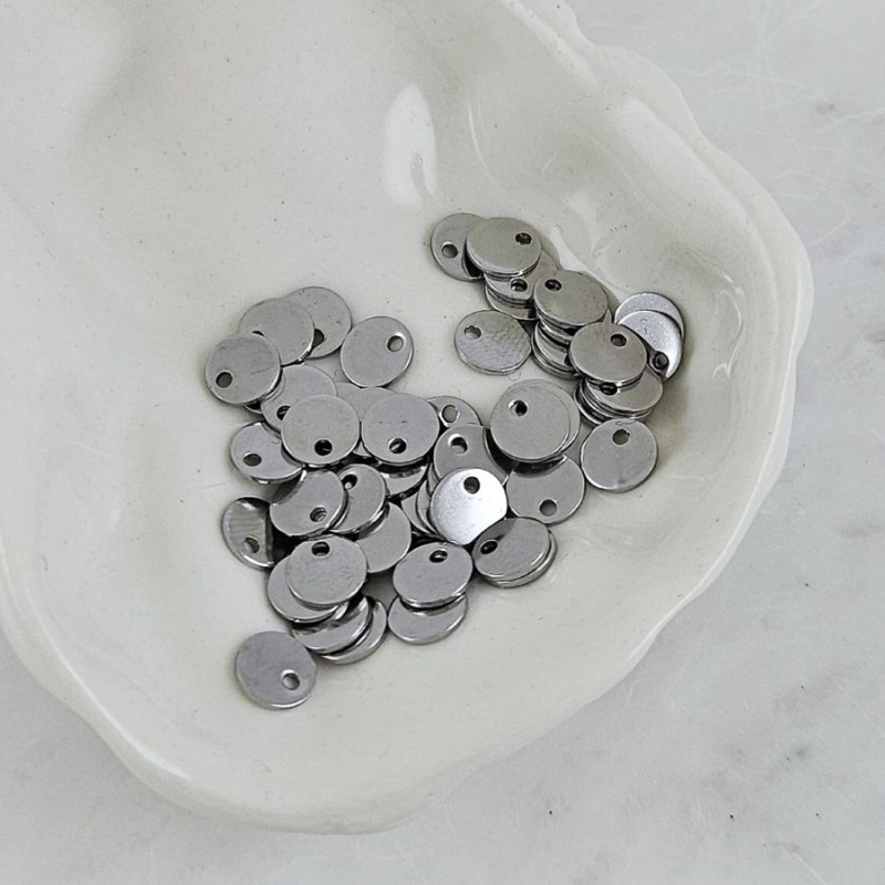 1 шт. Подвеска Круглая, шильдик 6 мм, нержавеющая сталь (10149-6) купить с доставкой по России | Интернет-магазин Viva Beads