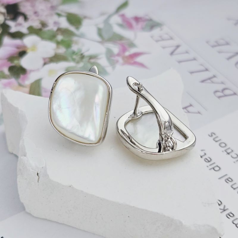 УЦЕНКА Швензы с замком 16.5 мм с перламутром родиевое покрытие (8720-Р-УЦ) купить в Воронеже | Заказать в интернет-магазине Viva Beads
