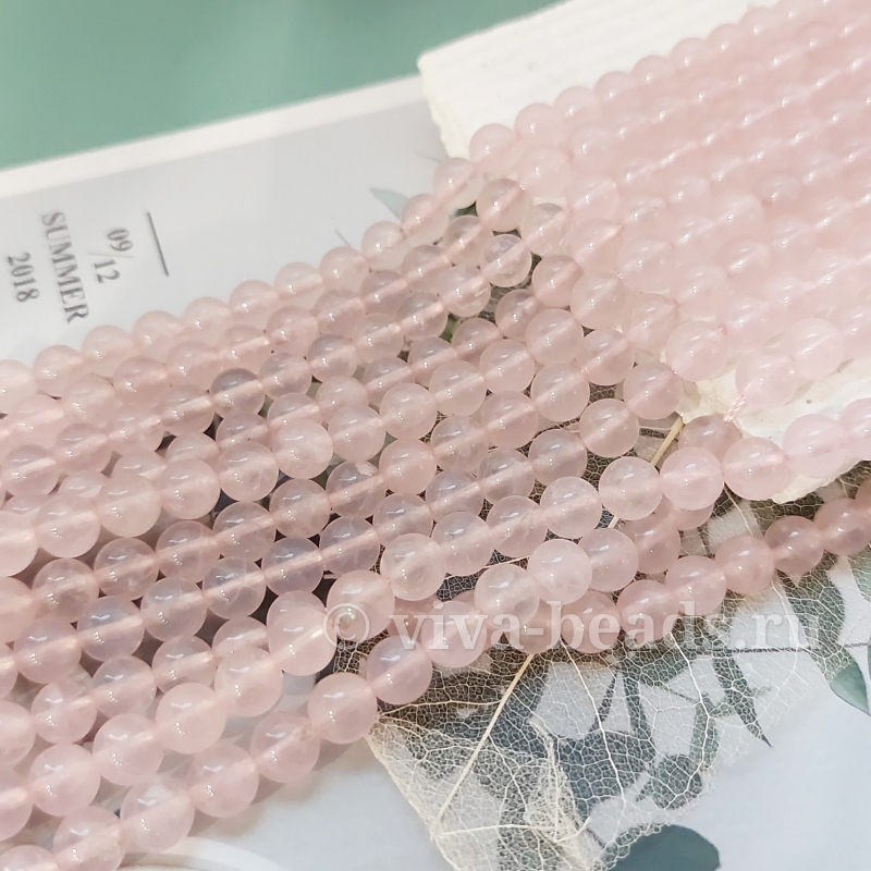 Нить 19 см Розовый кварц 6.5 мм бусина гладкий шар (767-6) купить в Воронеже | Заказать в интернет-магазине Viva Beads
