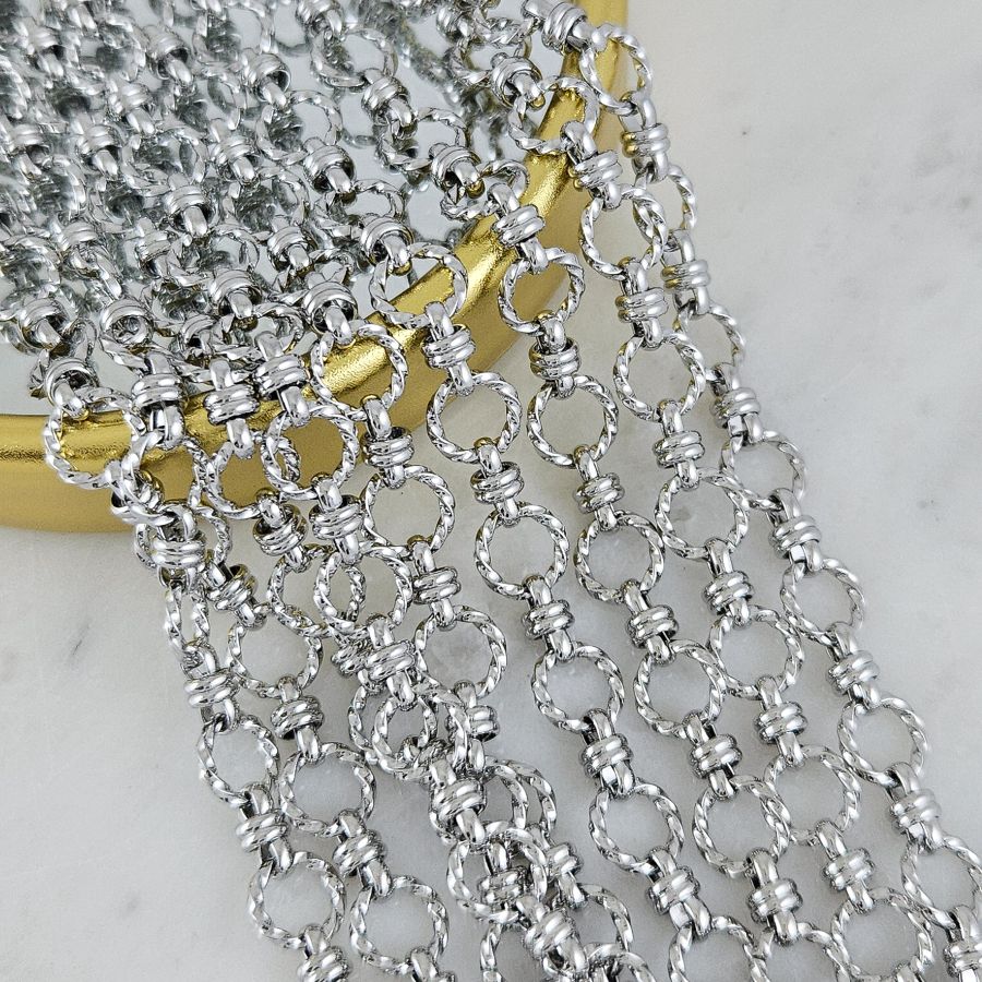 10 см Цепь толщиной ок. 7.5 мм, родиевое покрытие (10254-Р) купить с доставкой по России | Интернет-магазин Viva Beads