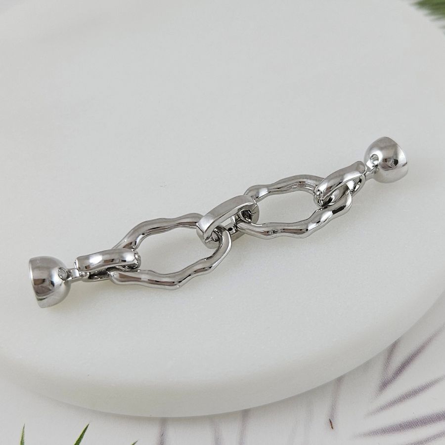 Замок с карабинами 57 мм с фианитами, родиевое покрытие (9965-Р) купить в Воронеже | Заказать в интернет-магазине Viva Beads
