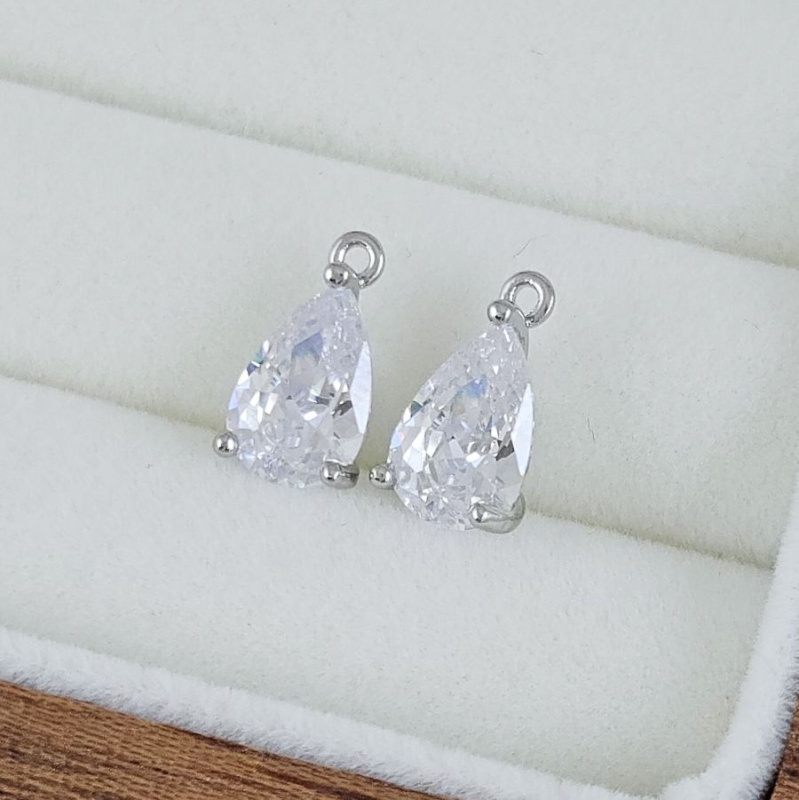 Подвеска Капля 11.6х6.5х4.2 мм с фианитом, белый, родиевое покрытие (10224-РБ) купить с доставкой по России | Интернет-магазин Viva Beads