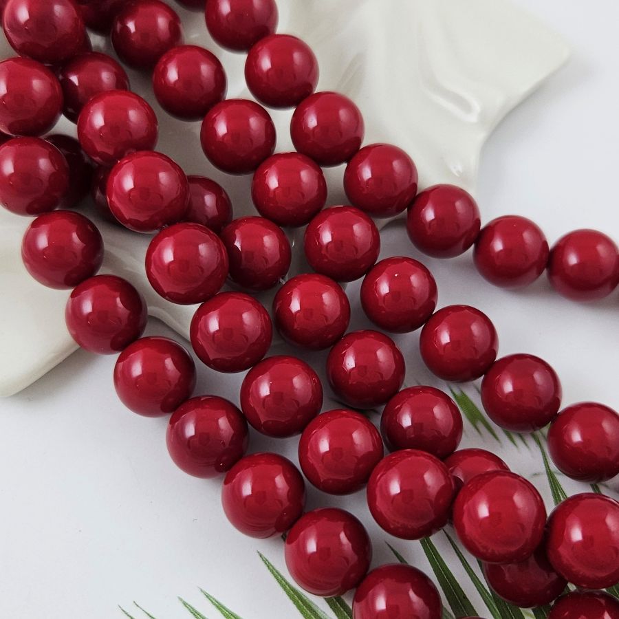 10 шт. Жемчуг майорка 12 мм, бусина гладкий шар, красный (2922-12) купить в Воронеже | Заказать в интернет-магазине Viva Beads
