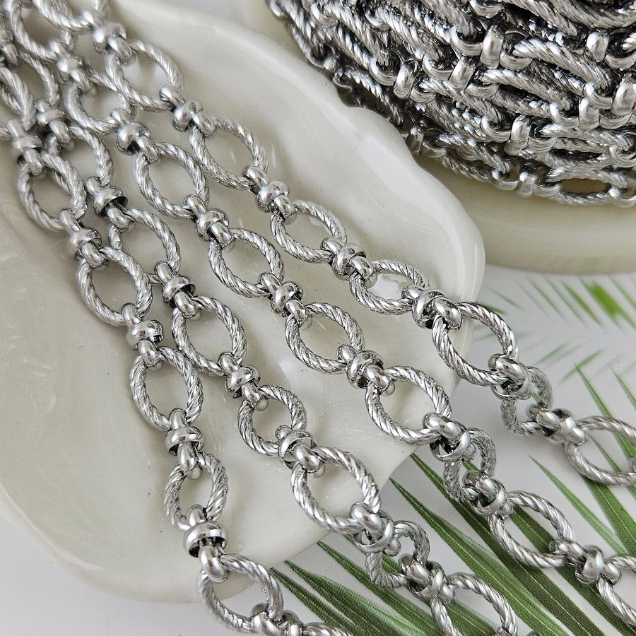 10 см Цепь овальная толщиной 8 мм, родиевое покрытие (5572-Р) купить в Воронеже  | Заказать в интернет-магазине Viva Beads
