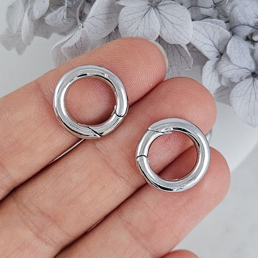 Замок круглый карабин 15х2.7 мм родиевое покрытие (7870-Р) замок для украшений купить с доставкой по России | Интернет-магазин Viva Beads