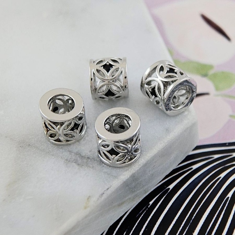 УЦЕНКА Бусина разделитель с фианитами 7.4х8.3 мм родиевое покрытие (9804-Р-УЦ) купить в Воронеже | Заказать в интернет-магазине Viva Beads
