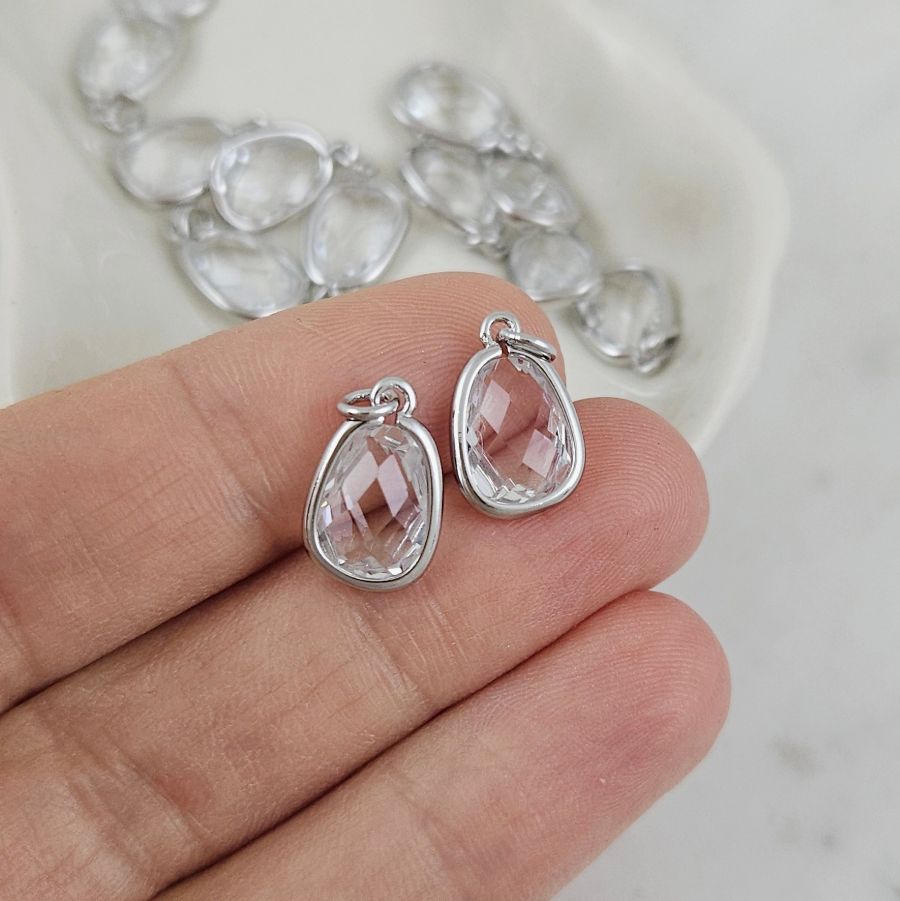 Подвеска Капля с кристаллом 13.3х8.5 мм родиевое покрытие (10190-Р) купить с доставкой по России | Интернет-магазин Viva Beads