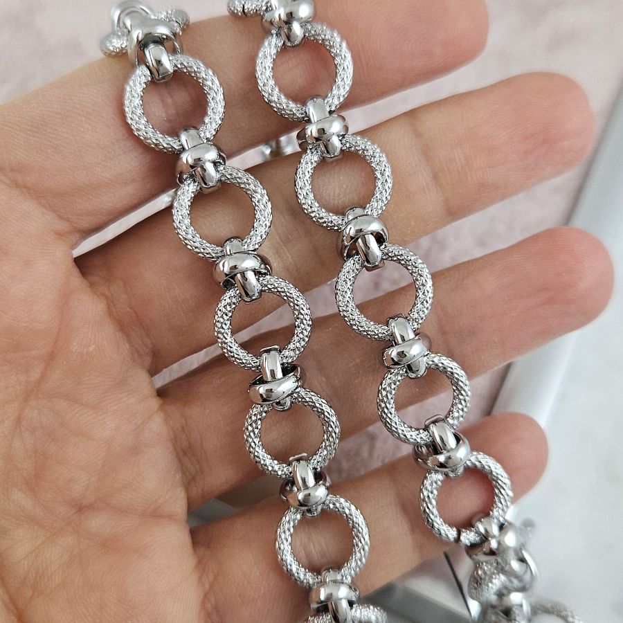 10 см Цепь текстурированная толщиной 11.8 мм, родиевое покрытие (10183-Р) купить с доставкой по России | Интернет-магазин Viva Beads