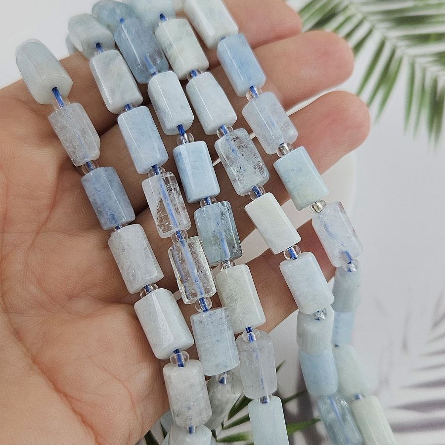 5 шт. Аквамарин натуральный бусины ок. 6-7х11 мм трубочки с гранями (9931-АКВ) купить в Воронеже | Заказать в интернет-магазине Viva Beads
