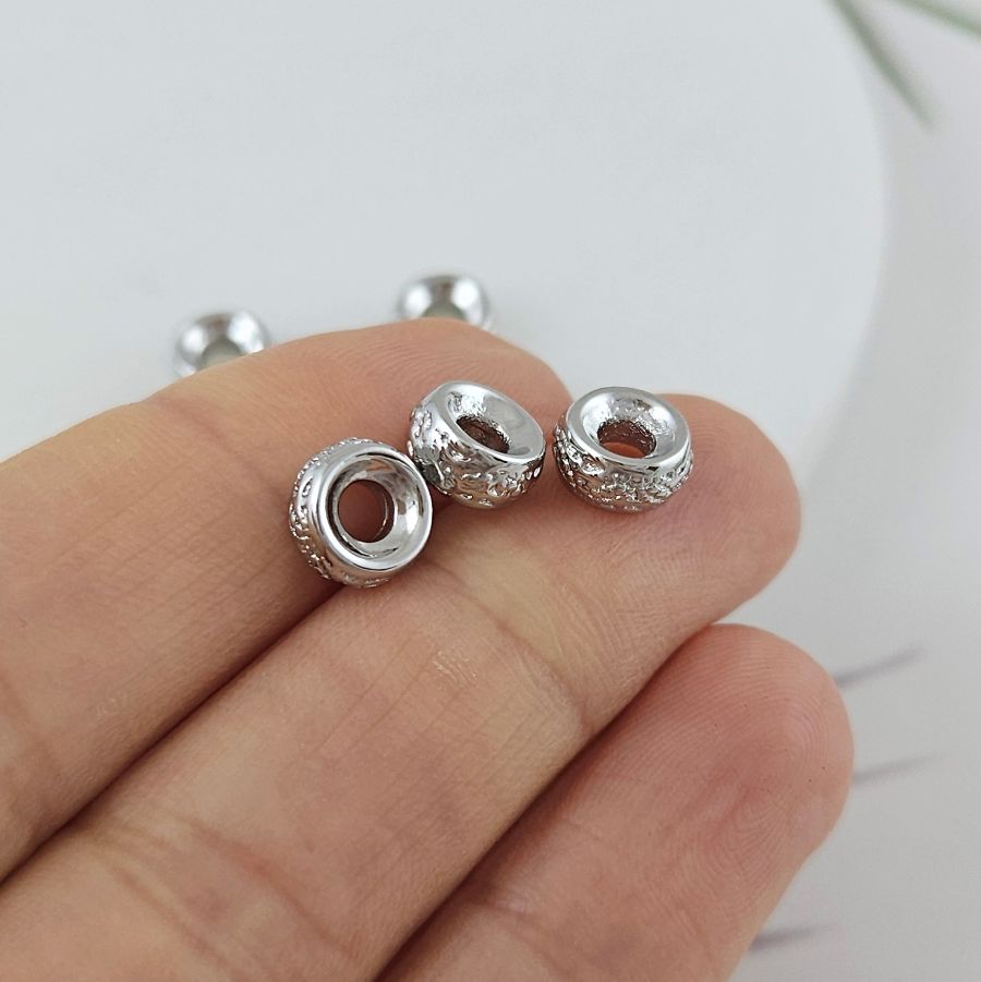 1 шт. Бусина разделитель 7.4х3.7 мм рондель, родиевое покрытие (9963-Р) купить в Воронеже | Заказать в интернет-магазине Viva Beads
