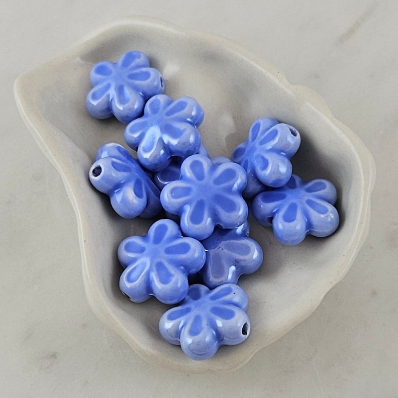 1 шт. Бусина Цветок 18 мм васильковый, керамика (6478-18-ВАС) купить с доставкой по России | Интернет-магазин Viva Beads