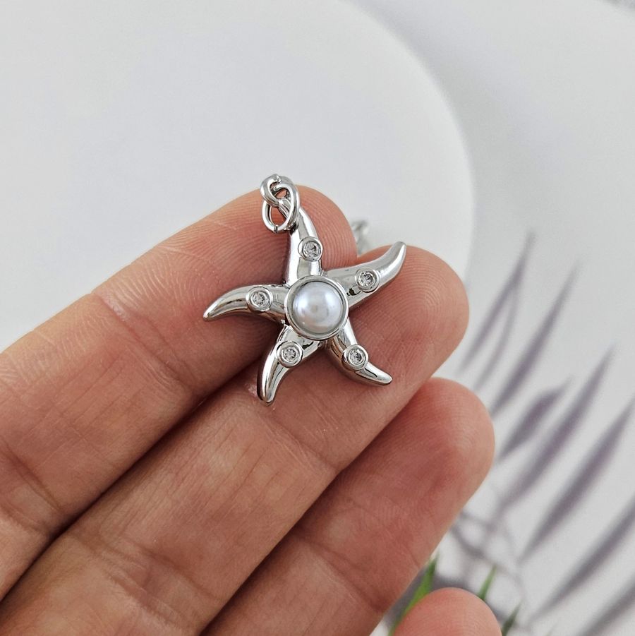 Подвеска Морская звезда 22.2х21.2 мм с фианитами, родиевое покрытие (10041-Р) купить с доставкой по России | Интернет-магазин Viva Beads