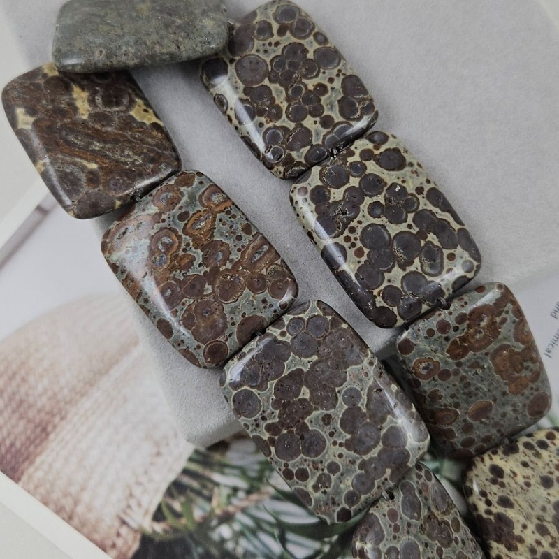 1 шт. Риолит / Леопардовая яшма / ок. 40х29.6х7.6-7.9 мм, крупные прямоугольные бусины (9984) купить в Воронеже | Заказать в интернет-магазине Viva Beads
