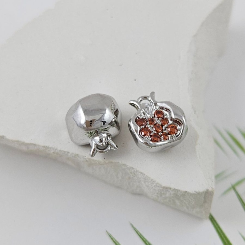 Подвеска Гранат 10.5x9.8x6.5 мм с фианитами, родиевое покрытие (5614-Р)