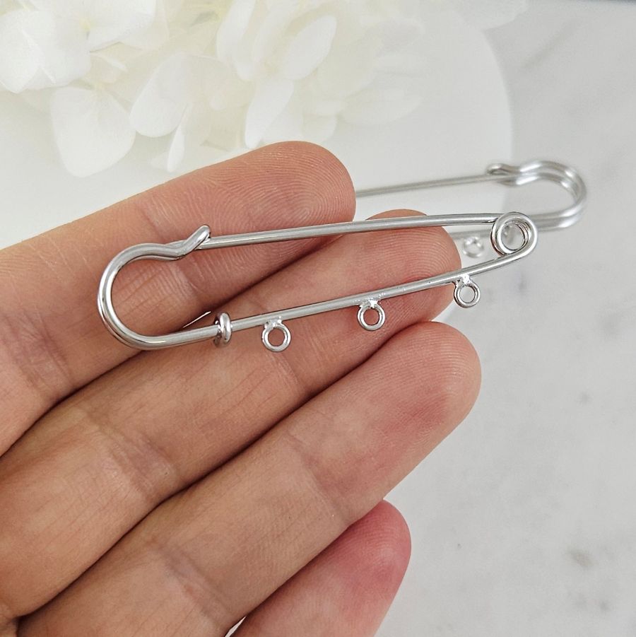 Булавка основа для броши 50 мм, 3 петли, родиевое покрытие (9600-3-Р) купить с доставкой по России | Интернет-магазин Viva Beads