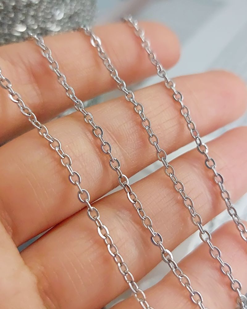 1 м Цепь тонкая якорная толщиной 2 мм стальная (4671-2) купить с доставкой по России | Интернет-магазин Viva Beads