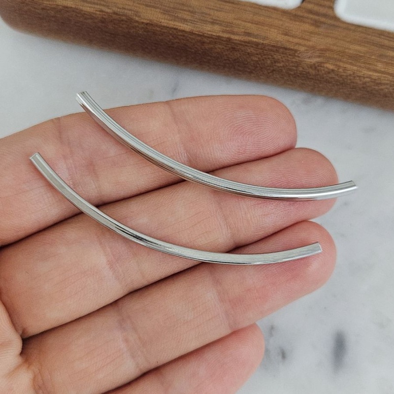 УЦЕНКА Бусина разделитель 53х2 мм трубочка с квадратным сечением, родиевое покрытие (10226-50-Р-УЦ)