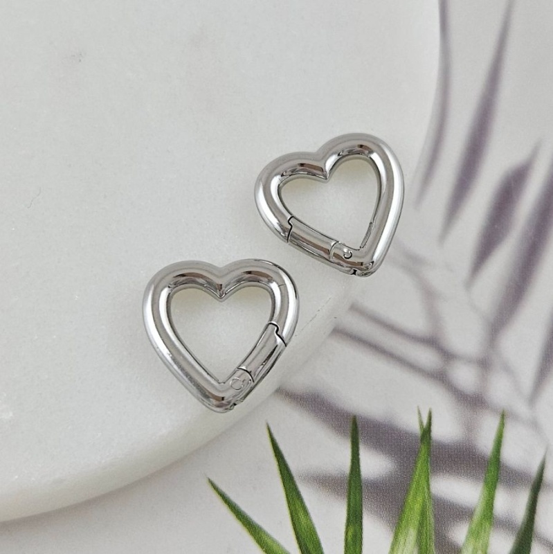 Замок карабин сердце ок. 14х14х2.5 мм нержавеющая сталь (10059-14) замок для украшений купить с доставкой по России | Интернет-магазин Viva Beads