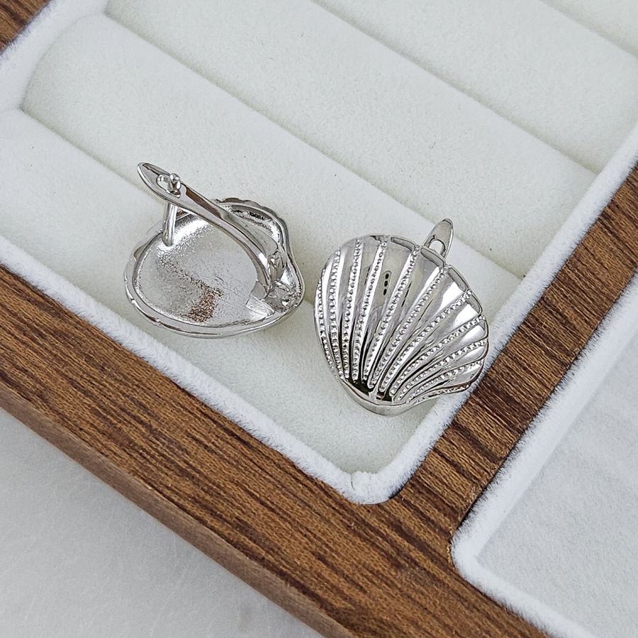 Швензы Ракушка 16.3х16.8 мм с английским замком, родиевое покрытие (10291-Р) швензы для серег купить с доставкой по России | Интернет-магазин Viva Beads