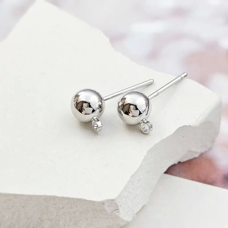 Пуссеты гвоздики Шарик 6 мм с родиевым покрытием (8630-6-Р) купить в #REGION_P# | Заказать в интернет-магазине Viva Beads
