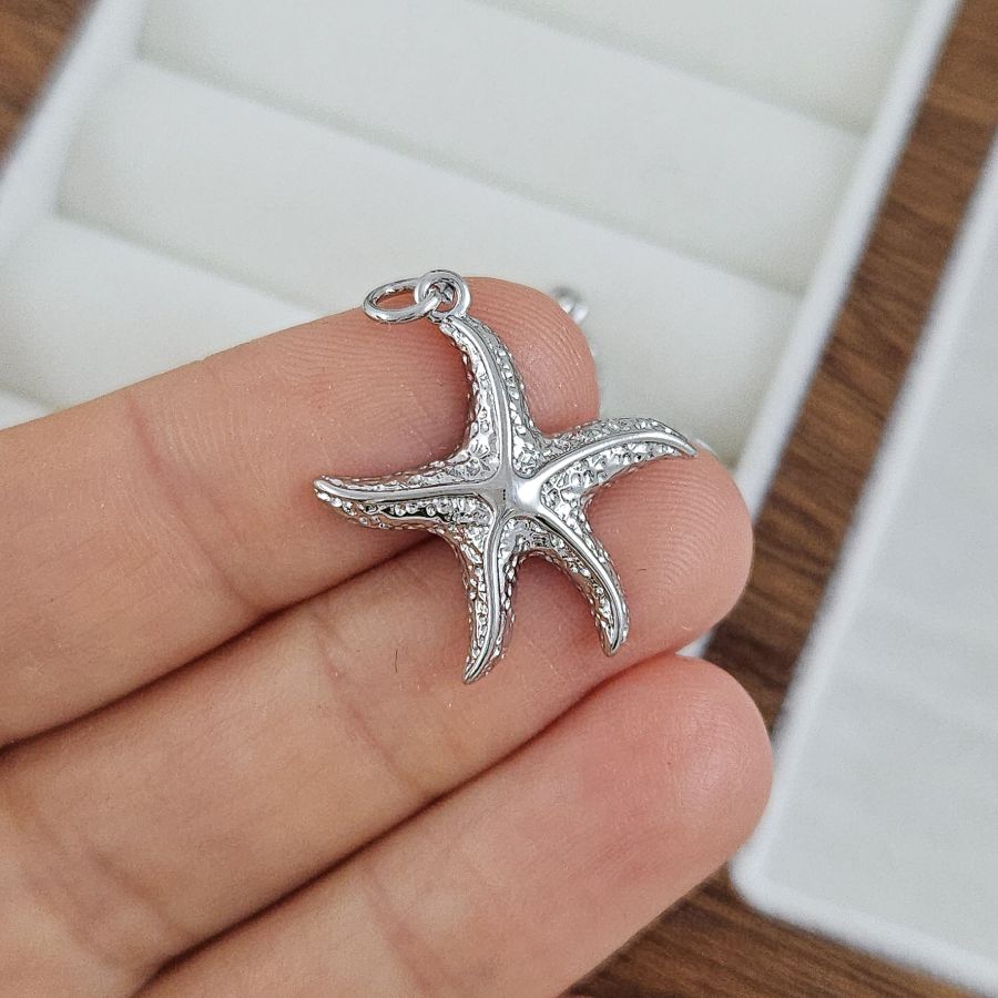 Подвеска кулон Морская звезда 23х21.4 мм, родиевое покрытие (9747-Р-21) купить с доставкой по России | Интернет-магазин Viva Beads
