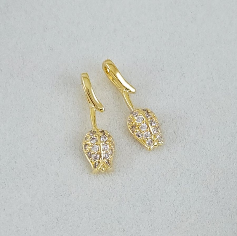 Подвеска Цветок 15.7х4.6 мм с фианитами, позолота 14К (10223-З) купить с доставкой по России | Интернет-магазин Viva Beads