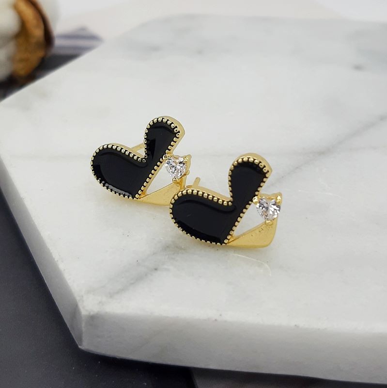 УЦЕНКА Швензы пуссеты 11.5x14 мм позолота, цирконы, эмаль (4809-УЦ)