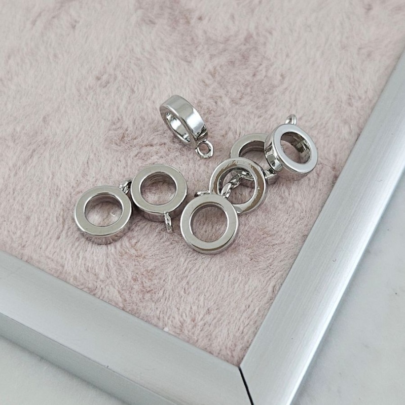 УЦЕНКА Бейл держатель для кулона 11.3х8.4х20.8 мм, внутр. d 5 мм, родиевое покрытие (10171-Р-УЦ)