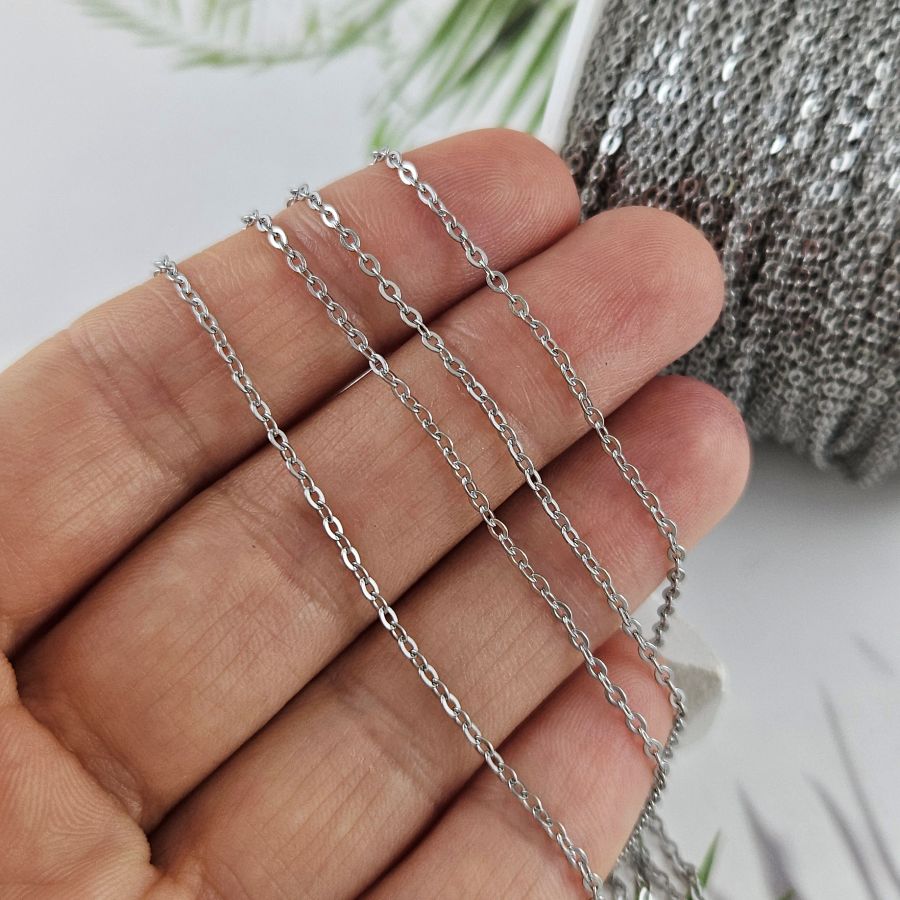 1 м Цепь тонкая якорная толщиной 1.5 мм из нержавеющей стали (4671-1.5) купить с доставкой по России | Интернет-магазин Viva Beads