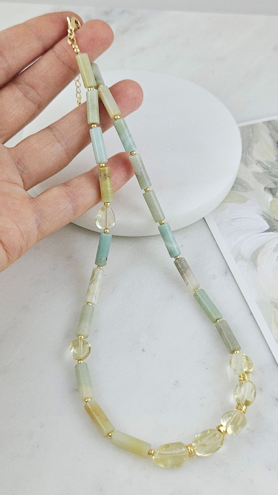 Лимонный бриз: набор материалов для создания чокера из амазонита и лимонного кварца (НАБОР-71) купить с доставкой по России | Интернет-магазин Viva Beads