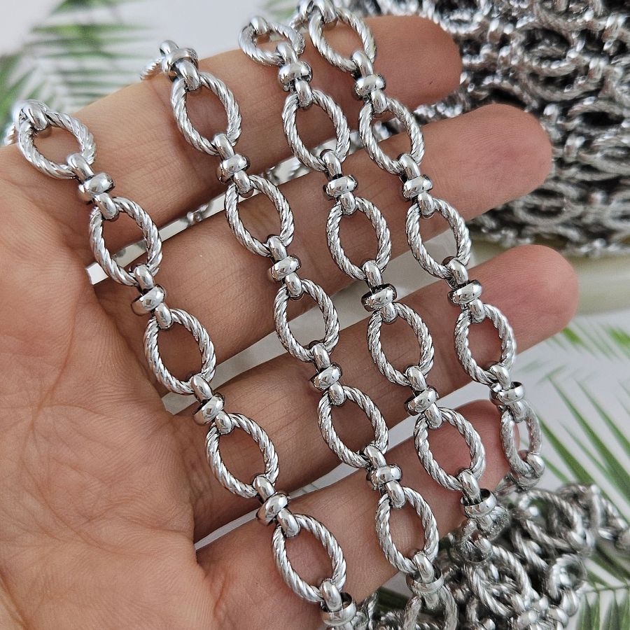 10 см Цепь овальная толщиной 8 мм, родиевое покрытие (5572-Р) купить в Воронеже  | Заказать в интернет-магазине Viva Beads
