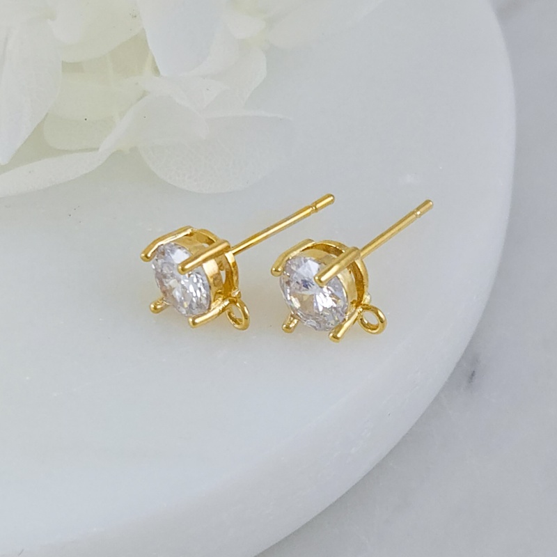 пара Швензы пуссеты с фианитом 9.7х7.5 мм позолота 14К (10008-7-З) швензы для серег купить с доставкой по России | Интернет-магазин Viva Beads