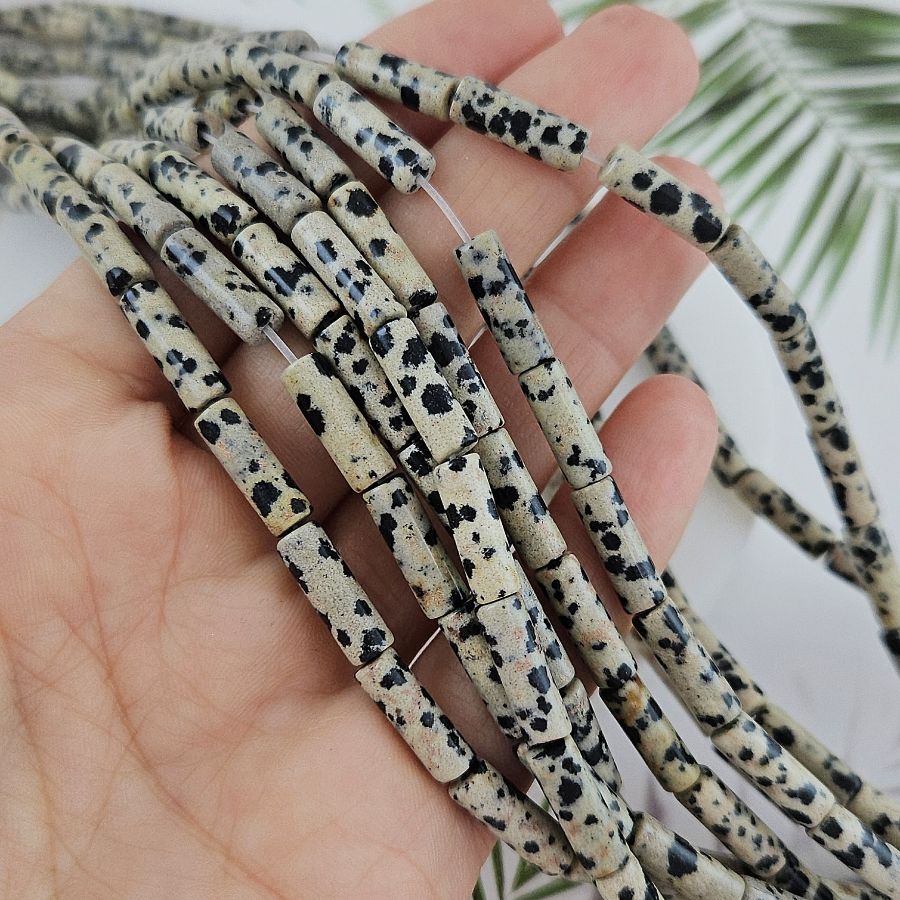 Нить 19 см Яшма далматиновая / порфирит / ок. 13-14х4.5 мм бусины трубочки (6091) купить в Воронеже | Заказать в интернет-магазине Viva Beads
