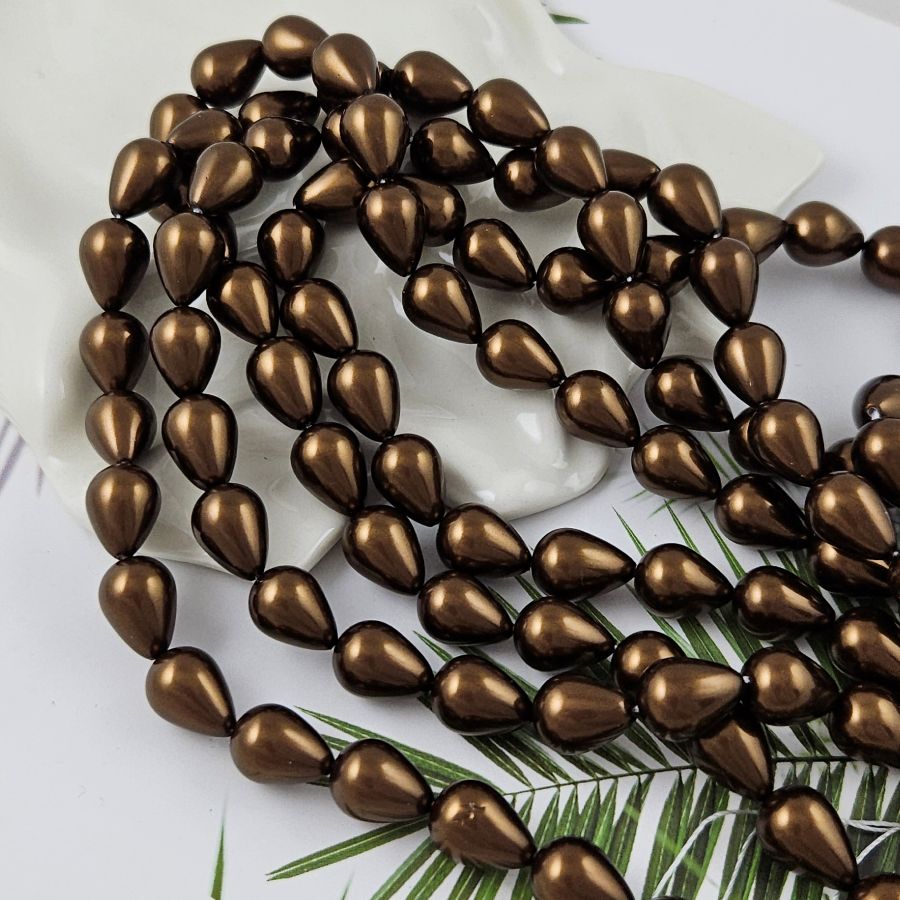 1 шт. Жемчуг майорка 10х14 мм капля, коричневый (1003) купить в Воронеже | Заказать в интернет-магазине Viva Beads
