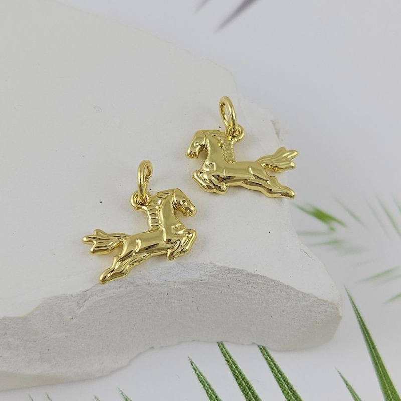 Подвеска Лошадь 9.2x13 мм, позолота 14К (9987-З)