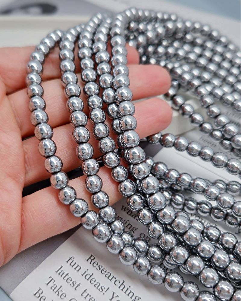 Нить 40 см Гематит магнитный гладкая бусина 6 мм цвет платина (6000-6-маг) купить в Воронеже | Заказать в интернет-магазине Viva Beads

