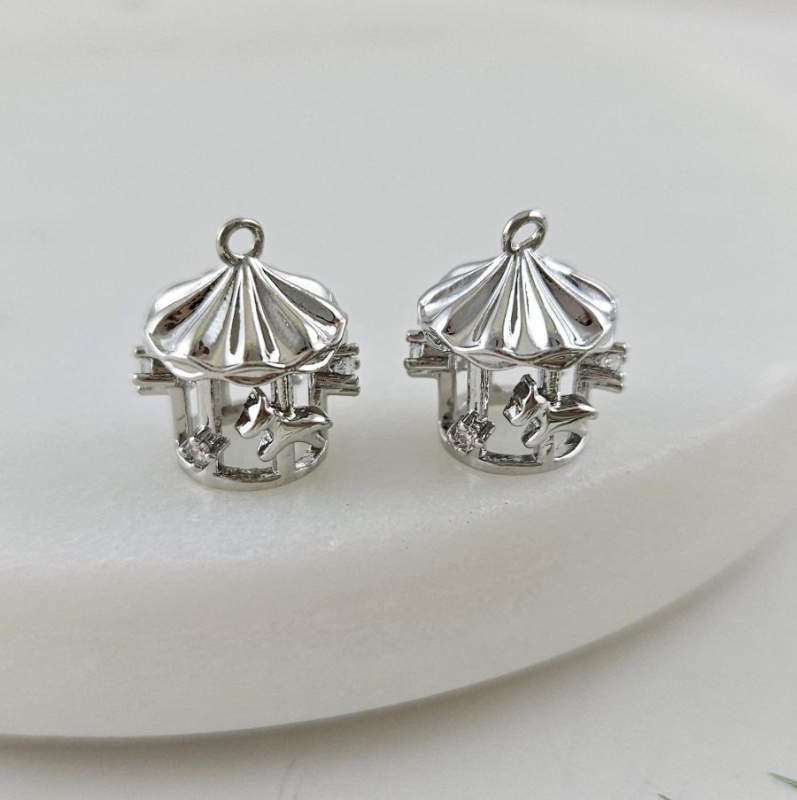 Подвеска Карусель 12.6x10 мм с фианитами, родиевое покрытие (10011-Р)