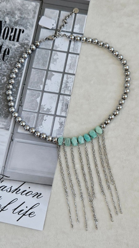 Колье из гематита и амазонита с цепочками - набор материалов (НАБОР-81) купить с доставкой по России | Интернет-магазин Viva Beads