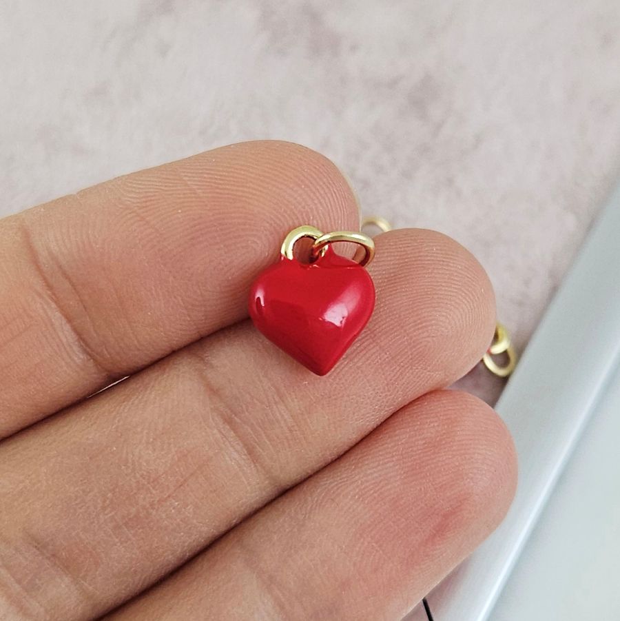 Подвеска Сердце 11x9.6х4.3 мм красная эмаль, позолота 14К (10180-З) купить с доставкой по России | Интернет-магазин Viva Beads